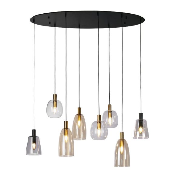Divine 8 Light Multi Drop Pendant Light In Black | Bed Sava