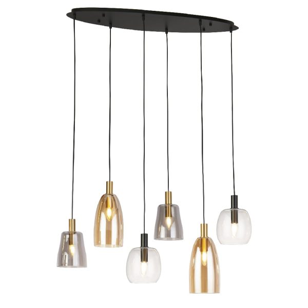 Divine 6 Light Multi Drop Pendant Light In Black | Bed Sava