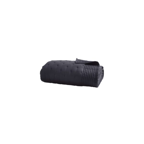 Donna Karan Essential Silk Filled Lightweight Quilted Super Kingsize Throw Black | Bed Sava