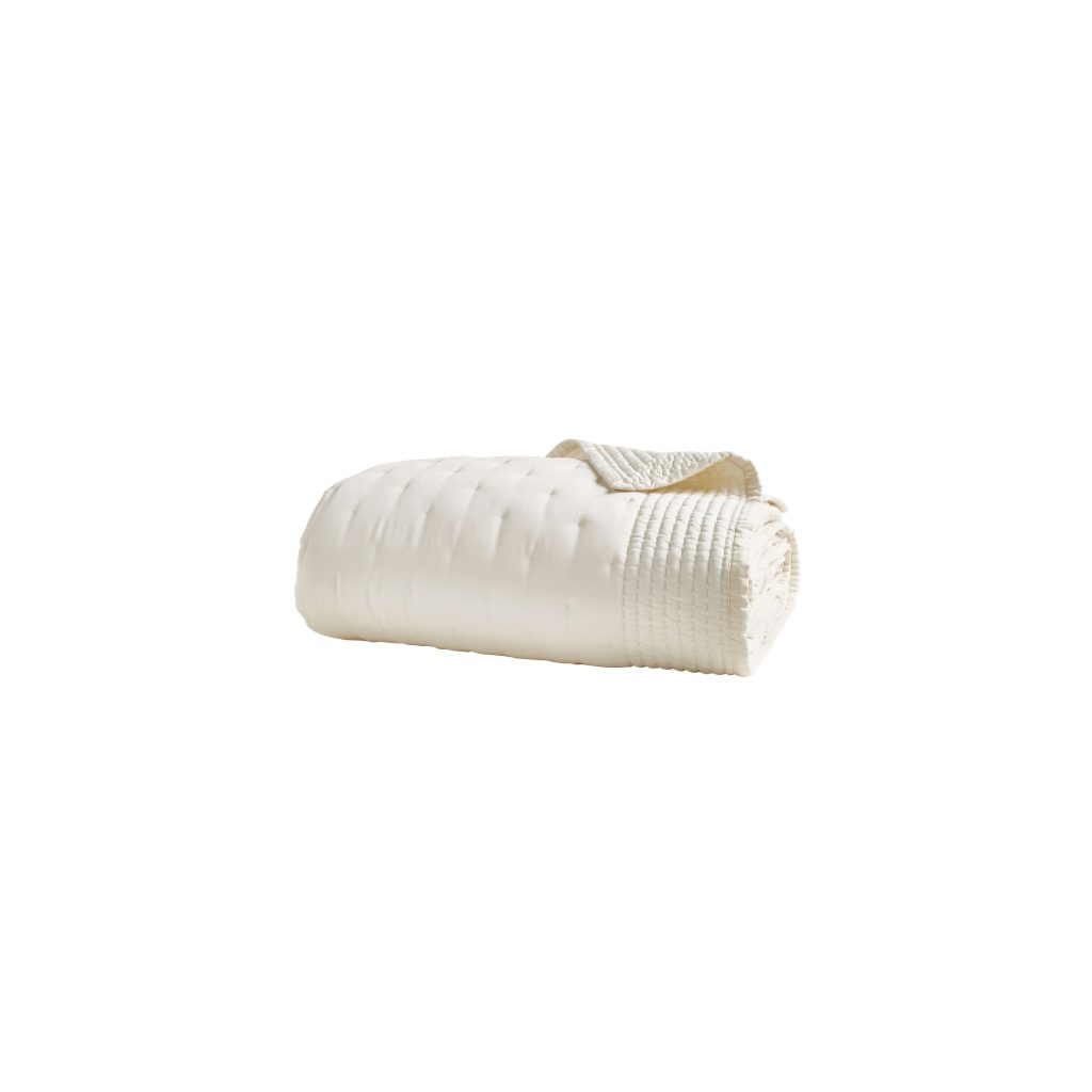 Donna Karan Essential Silk Filled Lightweight Quilted Double Throw, Ivory