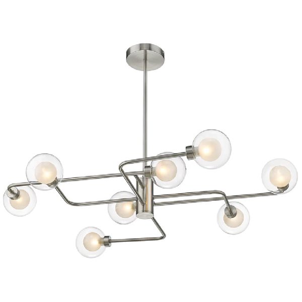 Dolores 8 Light Clear Opal Shade Semi Flush Light In Nickel | Bed Sava