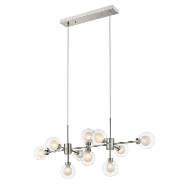 Dolores 10 Light Clear Shade Pendant Light In Satin Nickel | Bed Sava