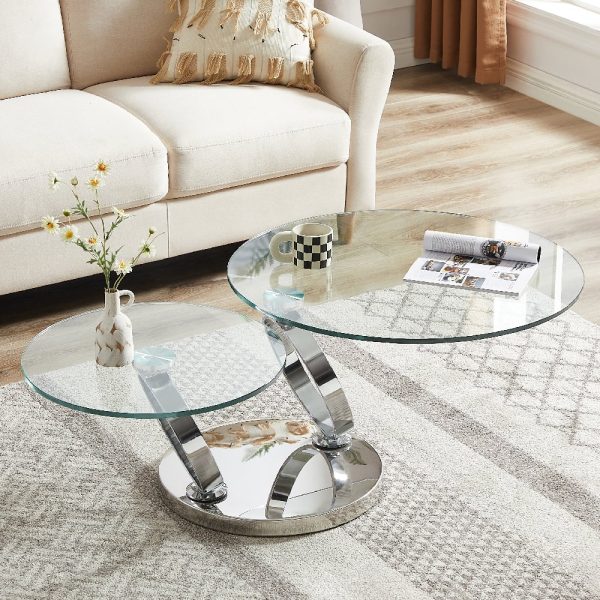 Donatella Magic Ring Swivel Glass Coffee Table With Steel Base | Bed Sava