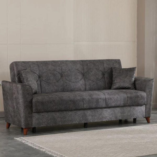 Donnie Leather 3 Seater Sofa Bed In Grey | Bed Sava
