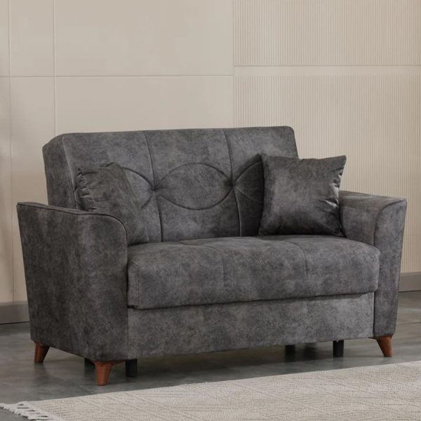 Donnie Leather 2 Seater Sofa Bed In Grey | Bed Sava
