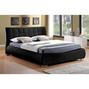Dorado Faux Leather Double Bed In Black | Bed Sava