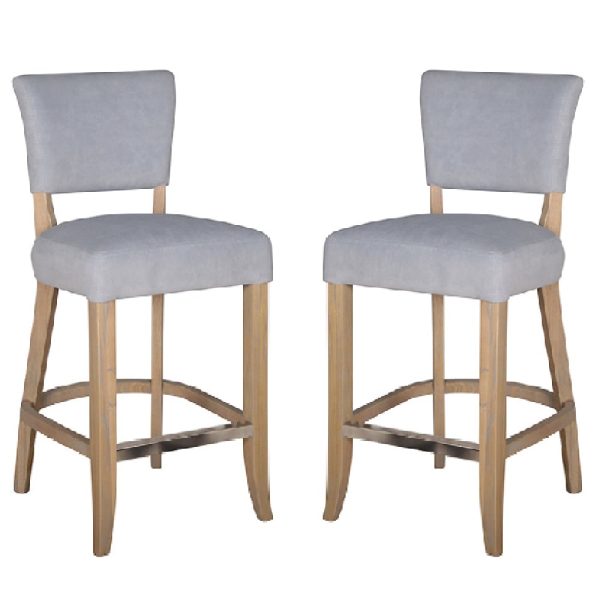 Dothan Light Grey Velvet Bar Chairs With Oak Legs In Pair | Bed Sava