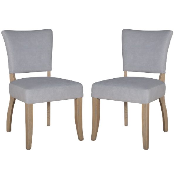 Dothan Light Grey Velvet Dining Chairs With Oak Legs In Pair | Bed Sava