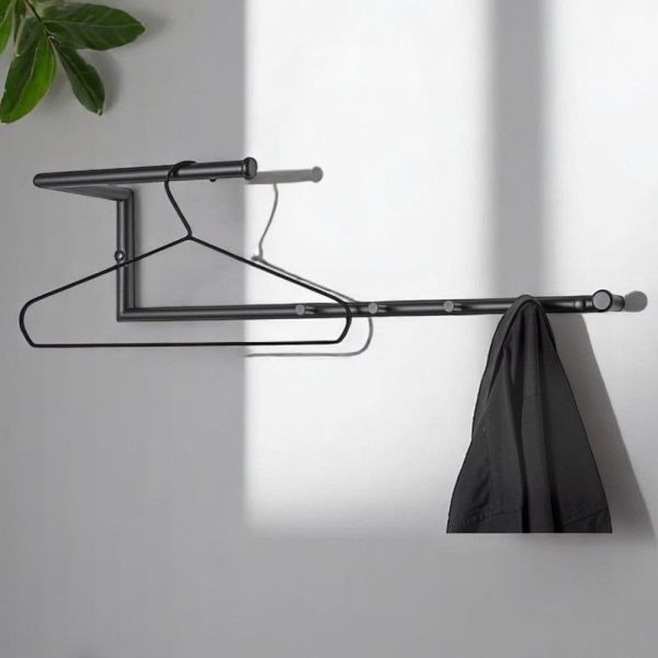 Dothan Metal Wall Hung Coat Rack In Black | Bed Sava