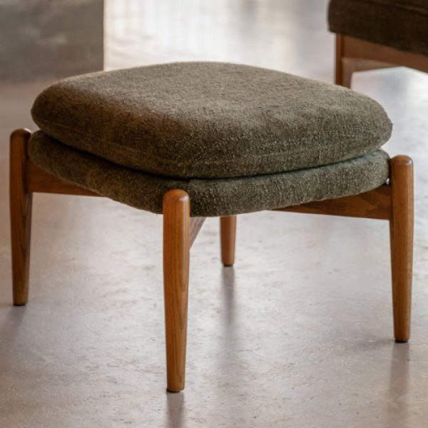 Dotson Fabric Footstool With Wooden Frame In Green | Bed Sava