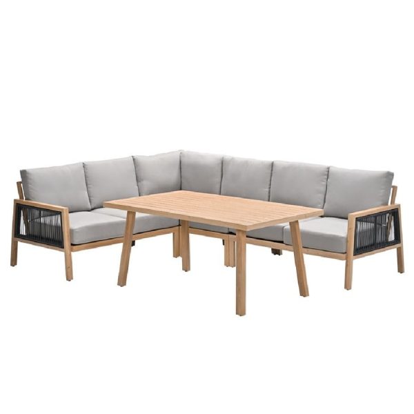 Dove Aluminium Garden Lounge Dining Set In Brown | Bed Sava