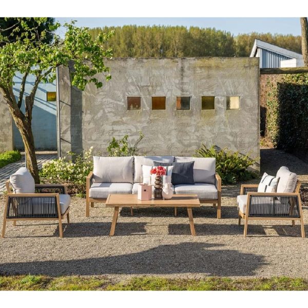 Dove Aluminium Garden Lounge Set With Coffee Table In Desert Sand | Bed Sava