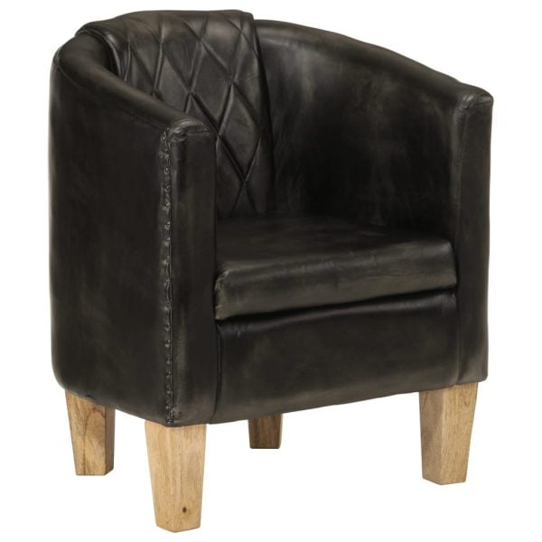 Dove Real Leather Tub Chair In Grey With Wooden Legs | Bed Sava