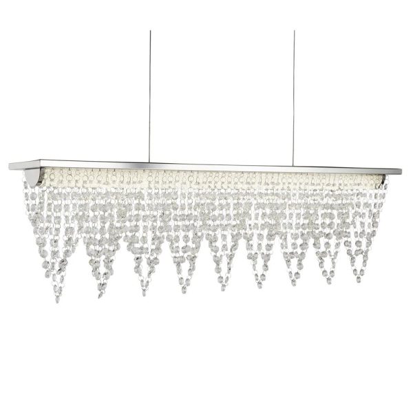 Drape LED Clear Crystal Bar Pendant Light In Chrome | Bed Sava