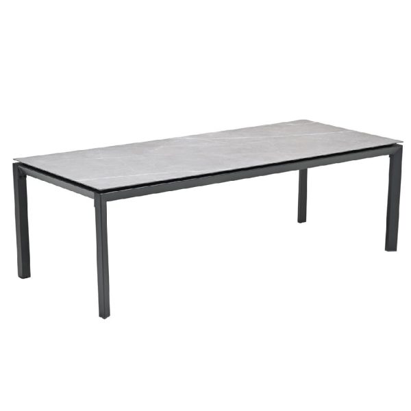 Draper Large Stone Rectangular Garden Dining Table In Grey | Bed Sava