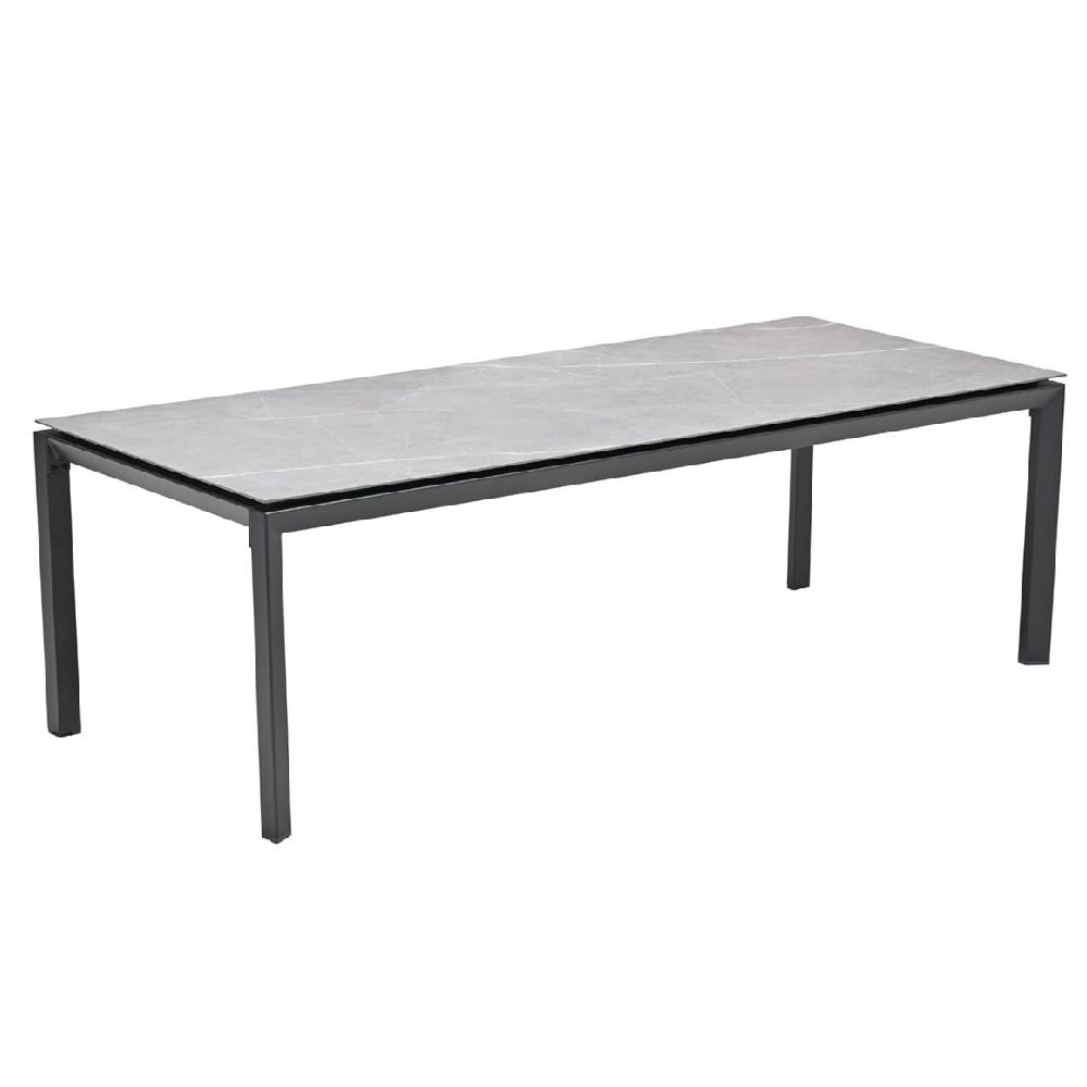 Draper Large Stone Rectangular Garden Dining Table In Grey