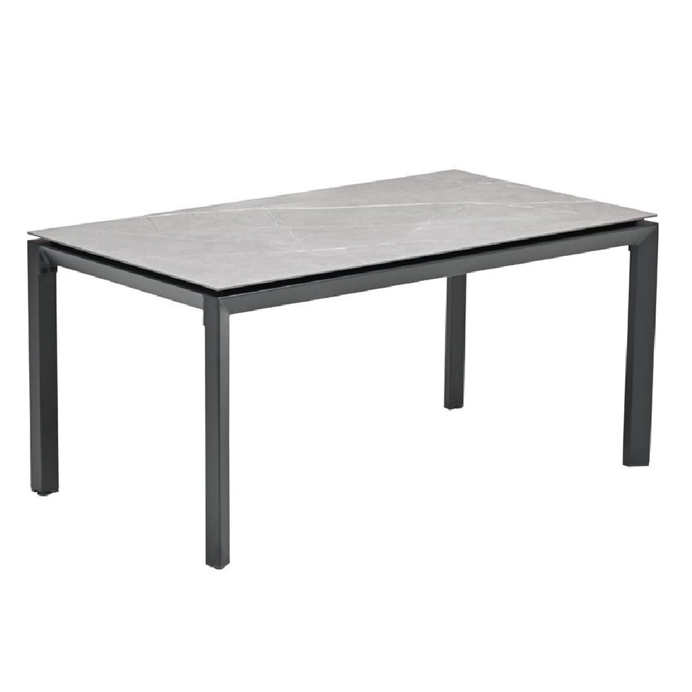 Draper Small Stone Rectangular Garden Dining Table In Grey