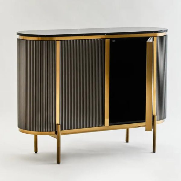 Draper Small Wooden Storage Cabinet In Grey And Black Marble Effect | Bed Sava