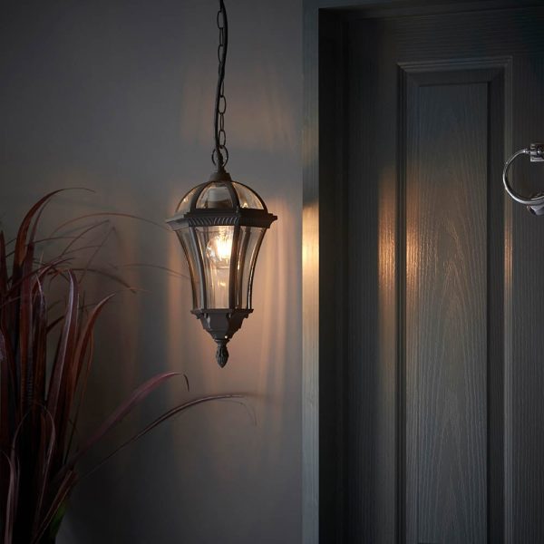 Drayton Clear glass shade Pendant Light In Matt Black | Bed Sava