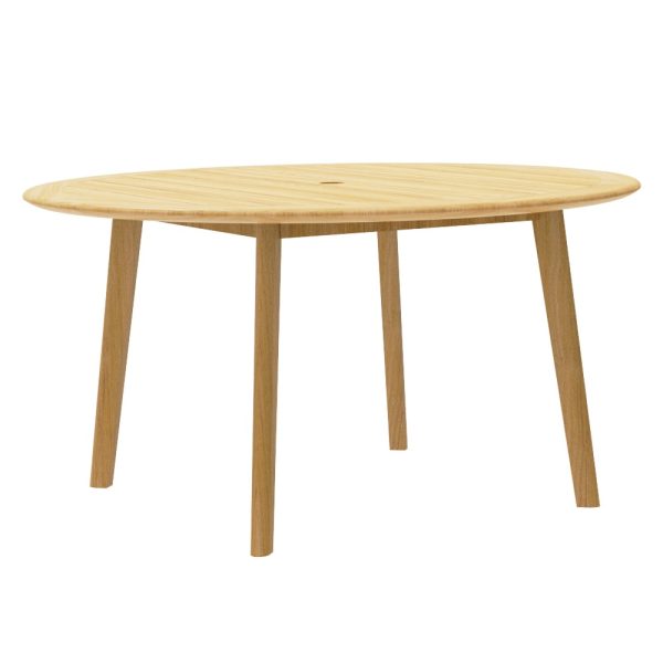 Duluth Wooden Garden Round Dining Table In Natural | Bed Sava