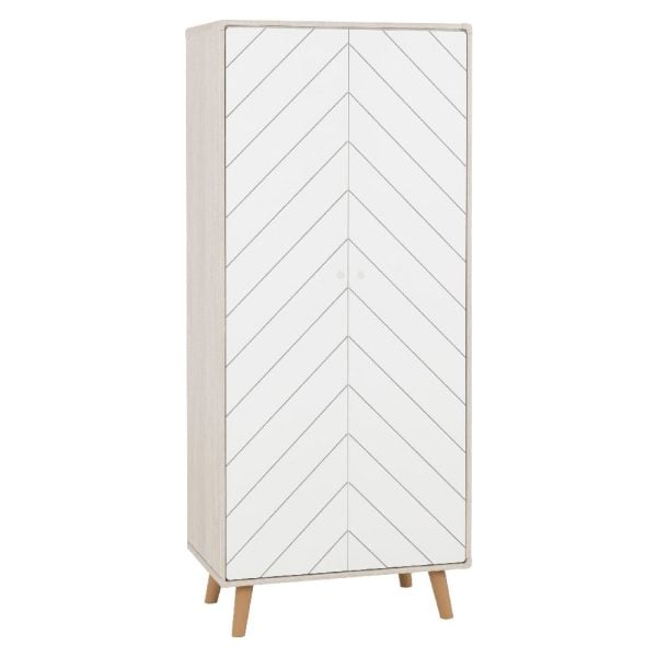Davis Wooden Wardrobe With 2 Doors In Dusty Grey And White | Bed Sava