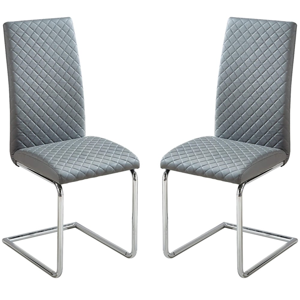 Durango Grey PU Leather Dining Chairs In Pair
