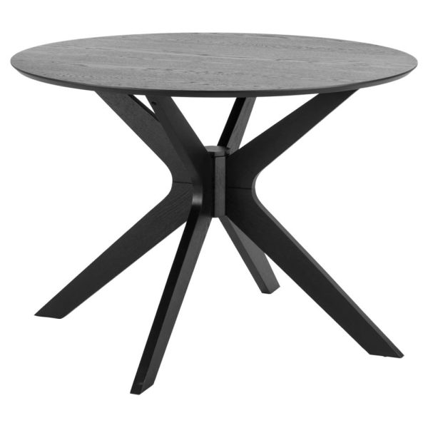 Durant Wooden Round Dining Table In Matt Black | Bed Sava