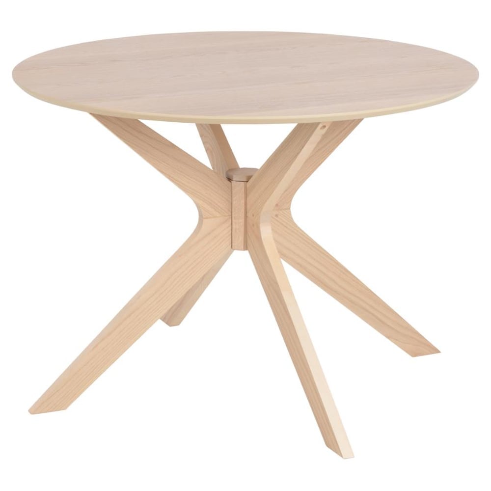 Durant Wooden Round Dining Table In Matt White Oak