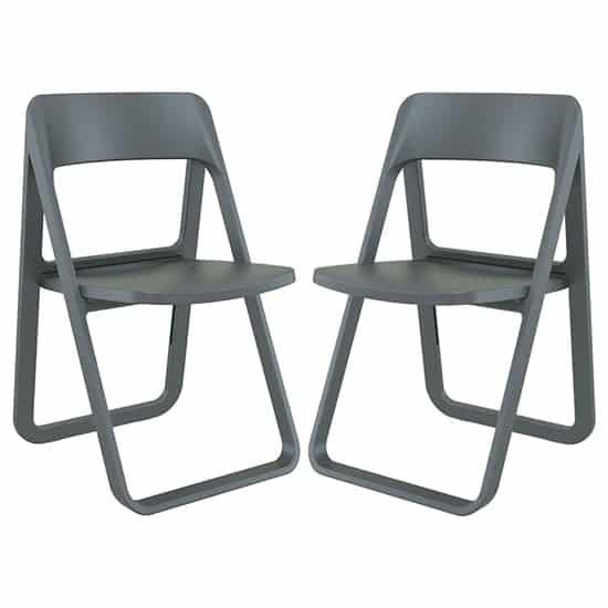 Durham Dark Grey Polypropylene Dining Chairs In Pair