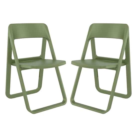 Durham Olive Green Polypropylene Dining Chairs In Pair
