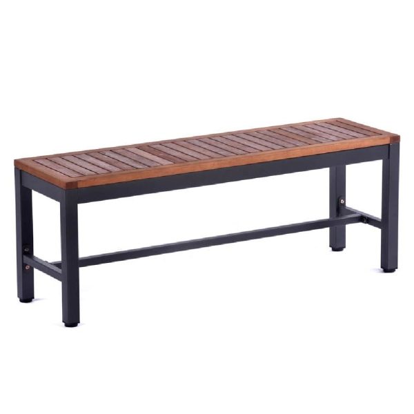 Dyersville Wooden Outdoor Bench In Black And Brown | Bed Sava
