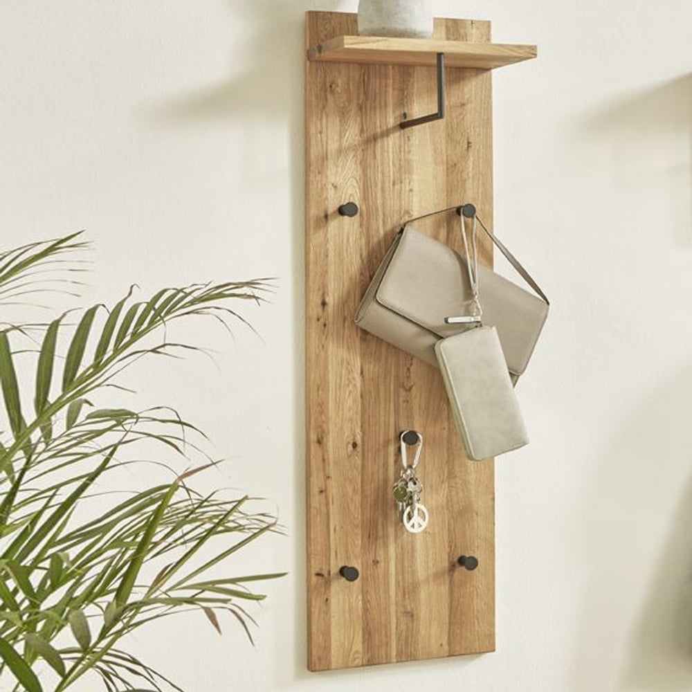 Eagle Wooden Coat Rack Panel With 6 Hooks In Oiled Oak