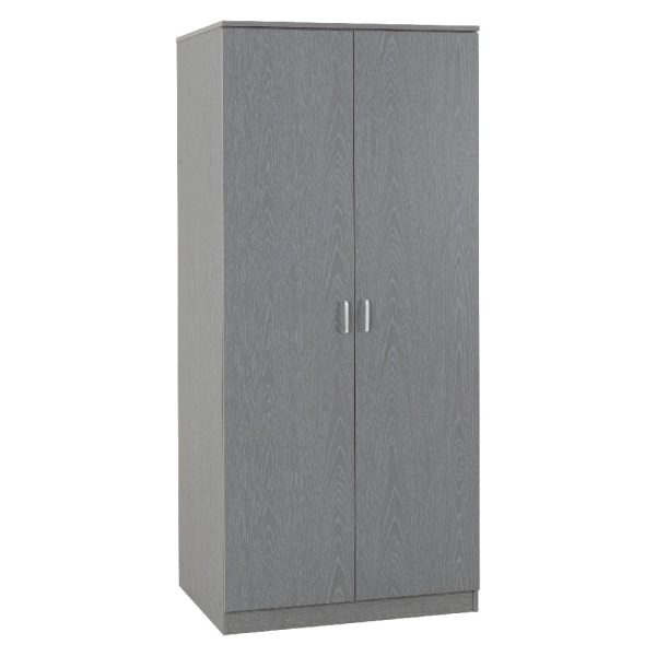 Earth Wooden Wardrobe With 2 Doors In Grey | Bed Sava