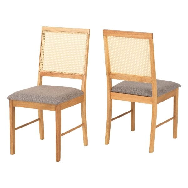 Earville Oak And Grey Wooden Dining Chairs In Pair | Bed Sava