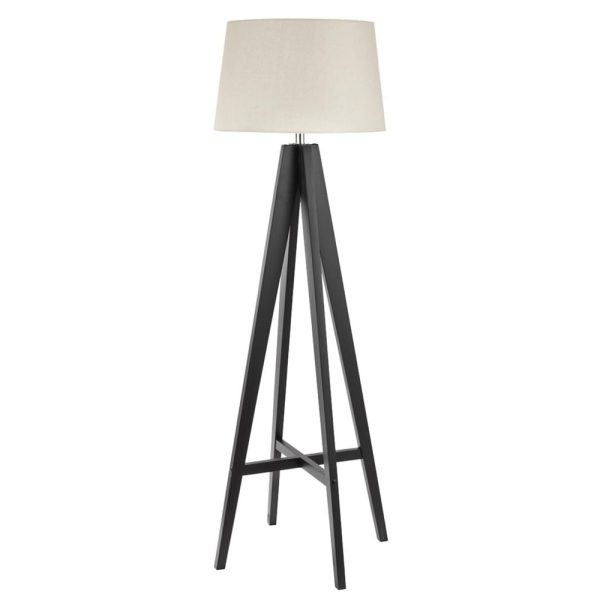 Easel Cream Fabric Shade Floor Lamp With Dark Wood Base | Bed Sava