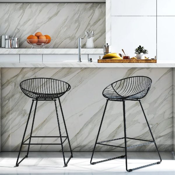 Eastlake Black Metal Bar Chairs In Pair | Bed Sava