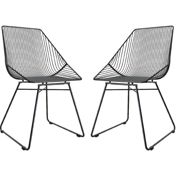 Eastlake Black Metal Bistro Dining Chairs In Pair | Bed Sava
