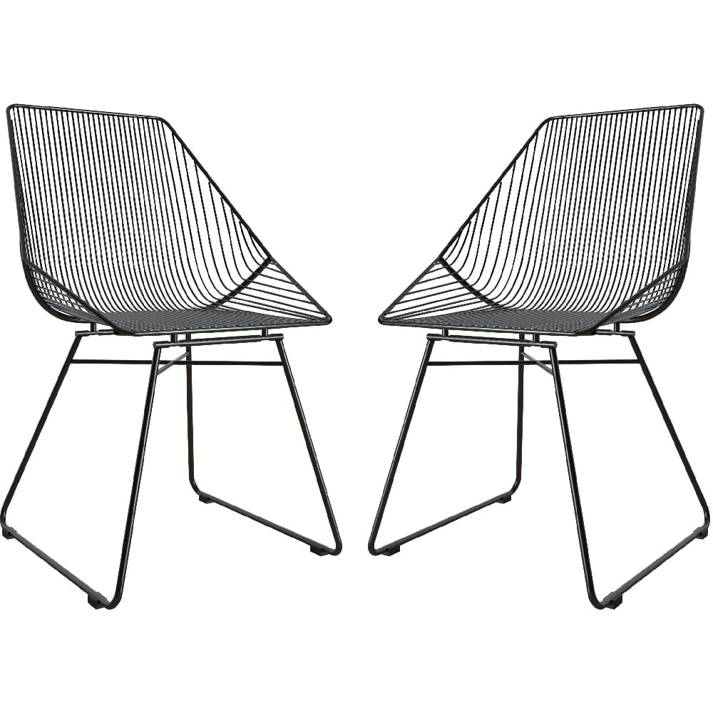 Eastlake Black Metal Bistro Dining Chairs In Pair