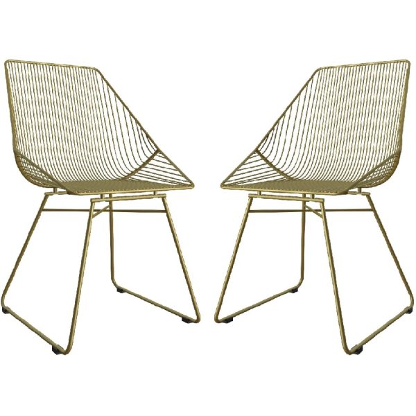 Eastlake Gold Metal Bistro Dining Chairs In Pair | Bed Sava
