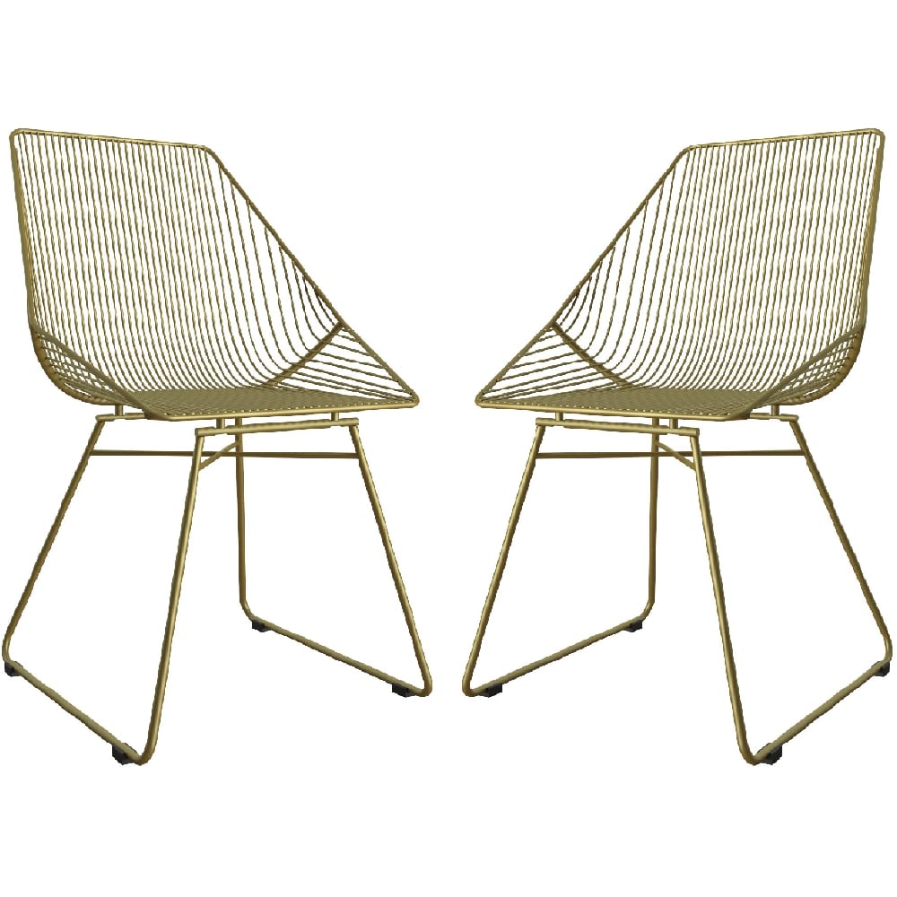 Eastlake Gold Metal Bistro Dining Chairs In Pair