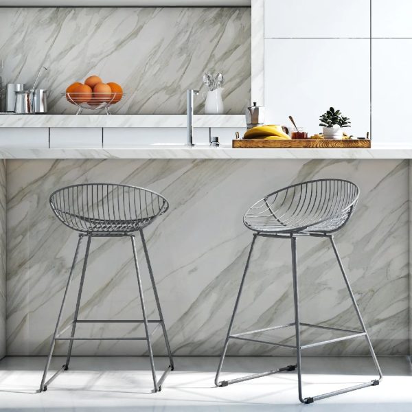 Eastlake Grey Metal Bar Chairs In Pair | Bed Sava