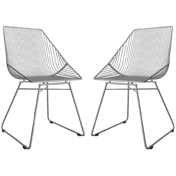 Eastlake Grey Metal Bistro Dining Chairs In Pair | Bed Sava
