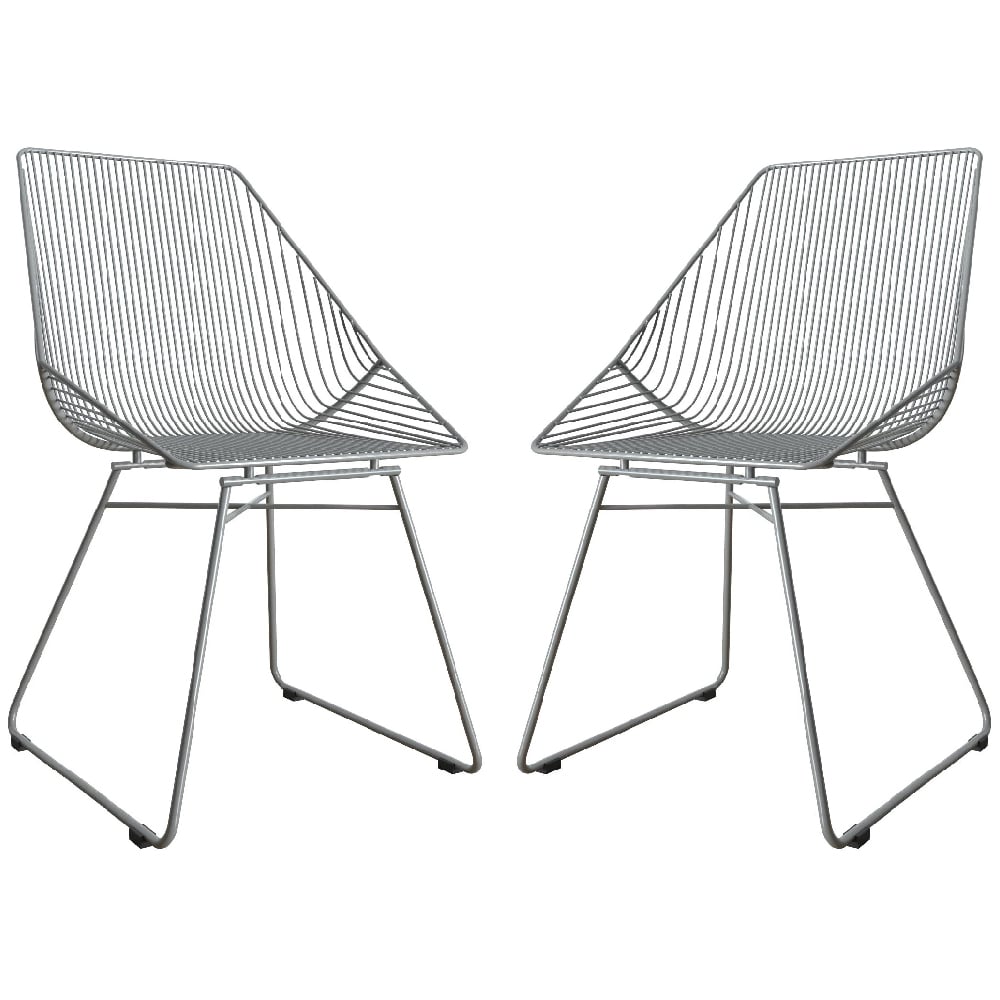 Eastlake Grey Metal Bistro Dining Chairs In Pair