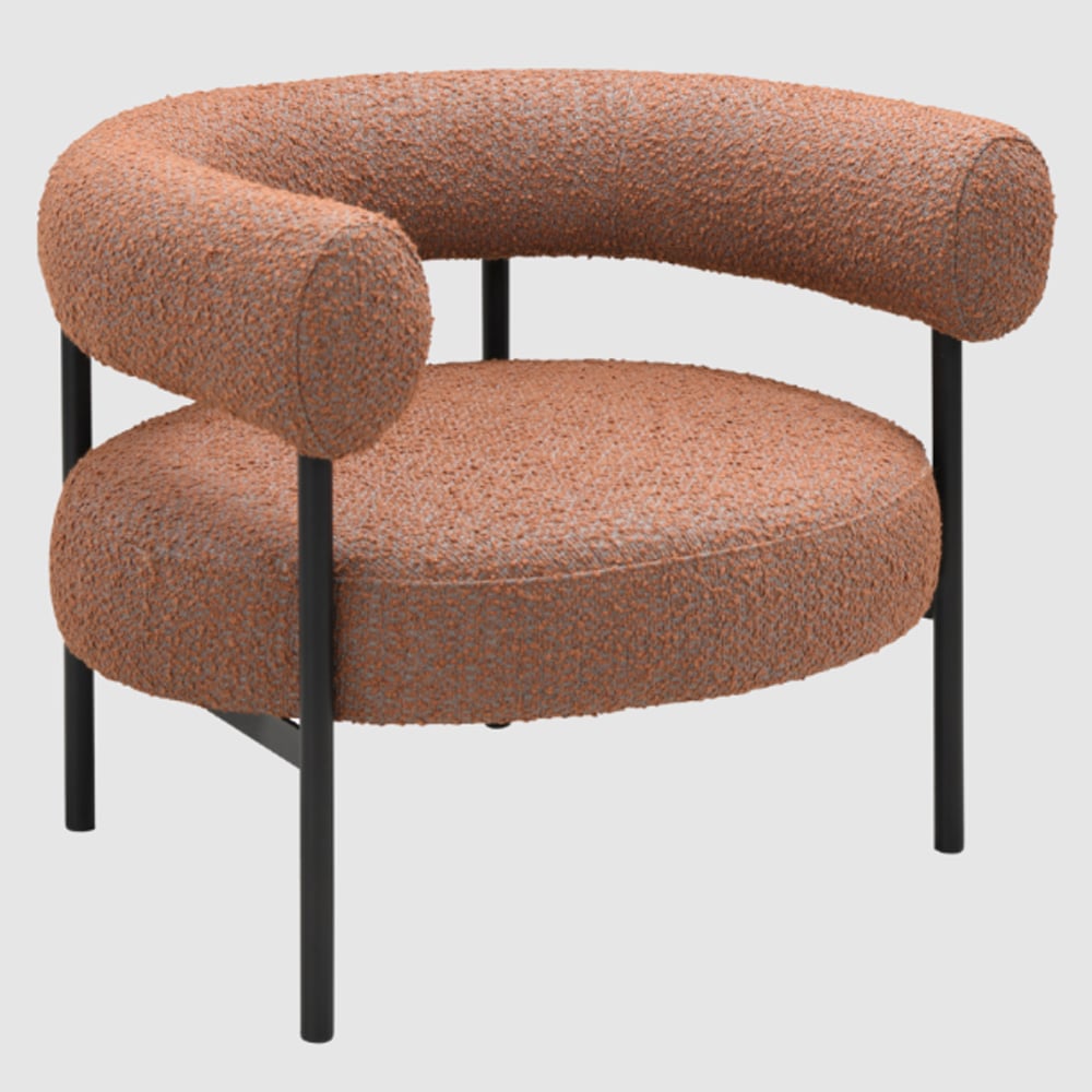 Easton Fabric Occasional Chair With Metal Legs In Burnt Orange