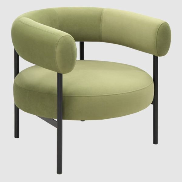 Easton Velvet Occasional Chair With Metal Legs In Olive Green | Bed Sava