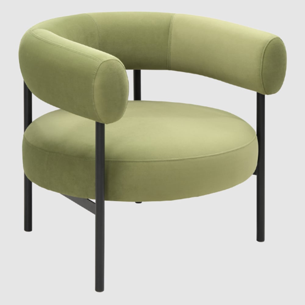 Easton Velvet Occasional Chair With Metal Legs In Olive Green