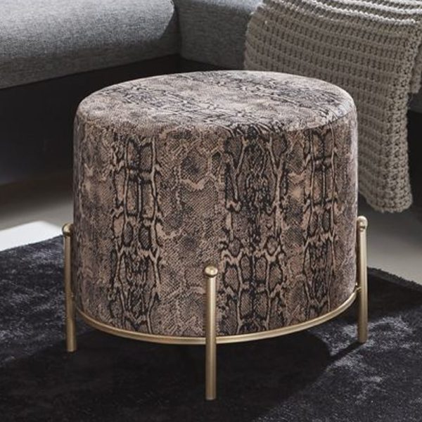 Eastroy Textile Fabric Stool In Gold Motif | Bed Sava