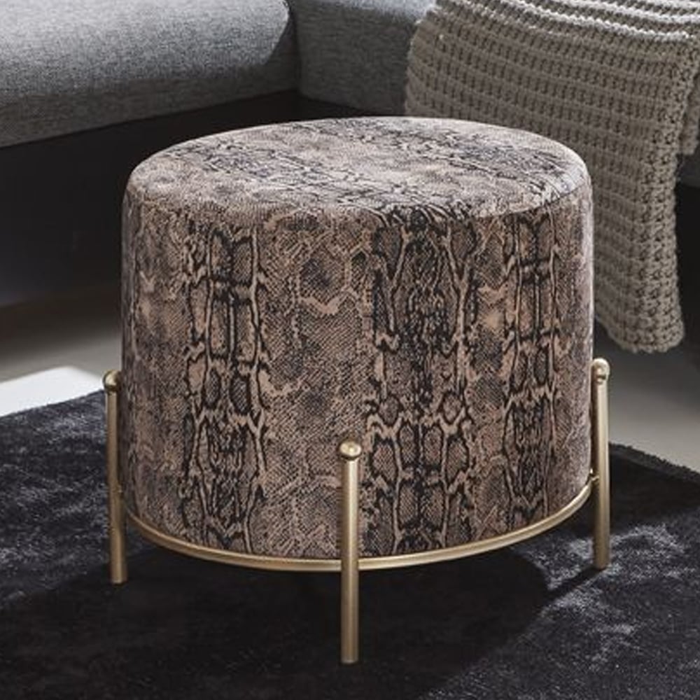 Eastroy Textile Fabric Stool In Gold Motif