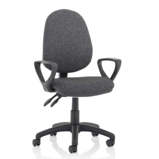 Eclipse II Fabric Office Chair In Charcoal With Loop Arms | Bed Sava