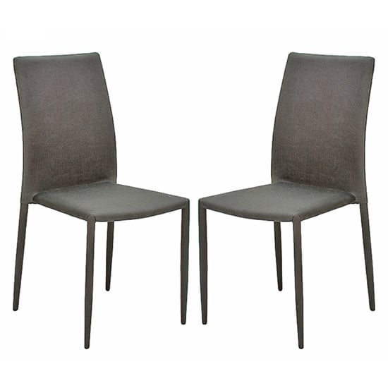 Enzi Dark Grey Fabric Dining Chairs In Pair